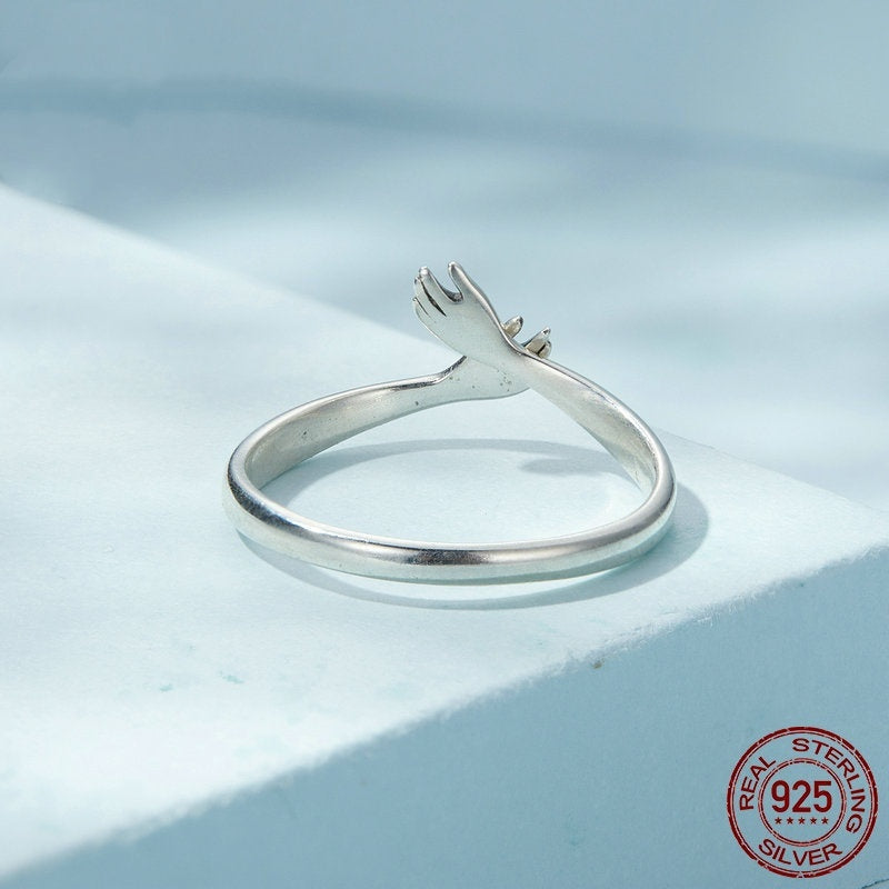 Simple Two-hand Cross-hugging Sterling Silver S925 Ring