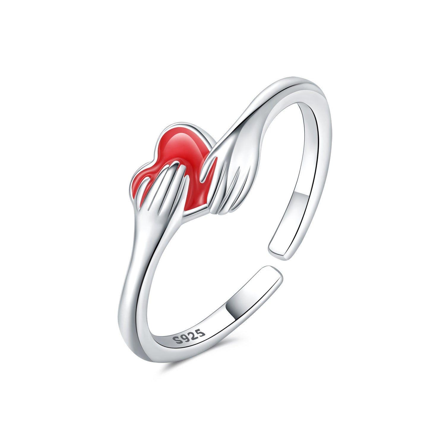 925 Sterling Silver Warm Hug Love Heart-shaped Ring